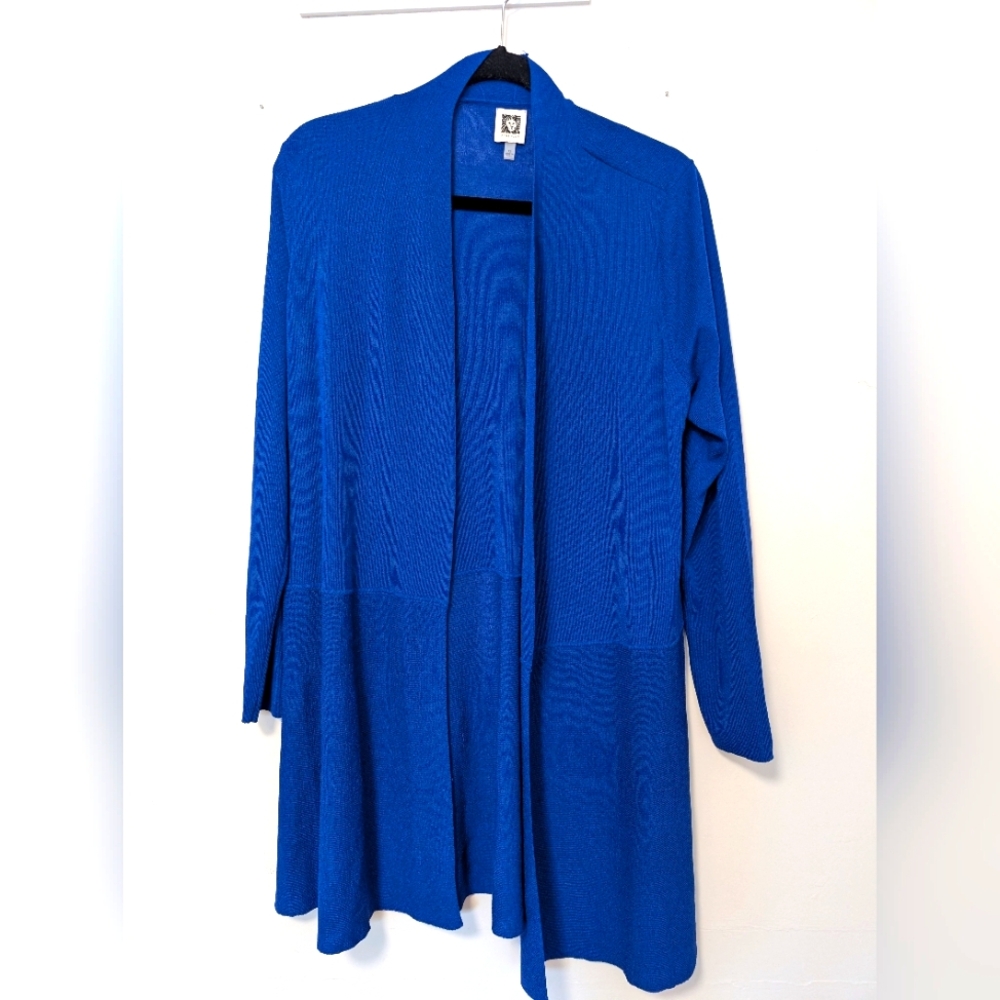 Blue open cardigan sweater